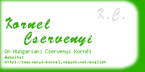kornel cservenyi business card